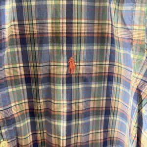Ralph Lauren Oxford Button Front Shirt Men's Med Plaid